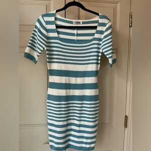 Teal and White Striped Mini Dress